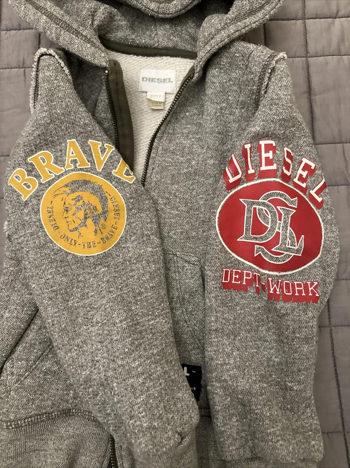 Diesel Niños Cremallera Sudadera con Capucha Gris Claro Talla 7/126cm Foto 4 de 4
