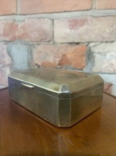 Art Deco Marcovitch Black & White Cigarettes Engine Turned Brass Box- Desk Prop
