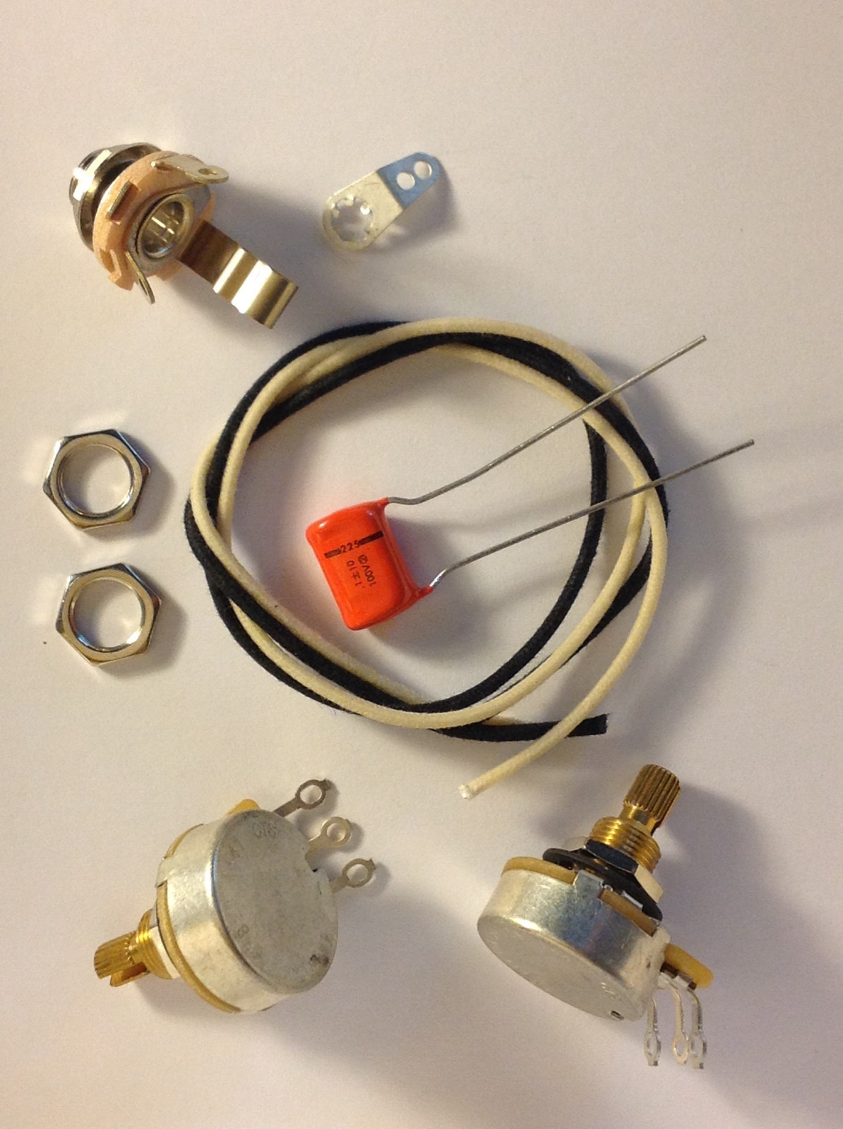 Wiring Harness Kit For P Bass 500k CTS 450G Knurled Pots .1uf Orange