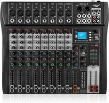 8 Channel Professional audio mixer,Audio Mixer,DJ Mixers with 48V Phantom