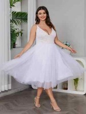 Special Occasion Wedding Lace Mesh Hem Cami Dress Plus size 2X (16)