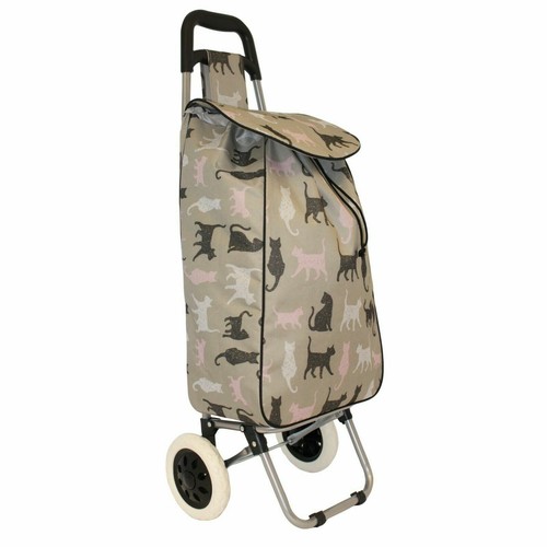 2 Wheeled Lightweight Printed Folding Shopping Trolley Luggage Cart Grocery Bag - Picture 12 of 30
