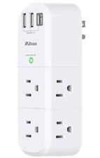 USB Outlet Extender Surge Protector - with Rotating Plug, 6 AC Multi Plug Out...