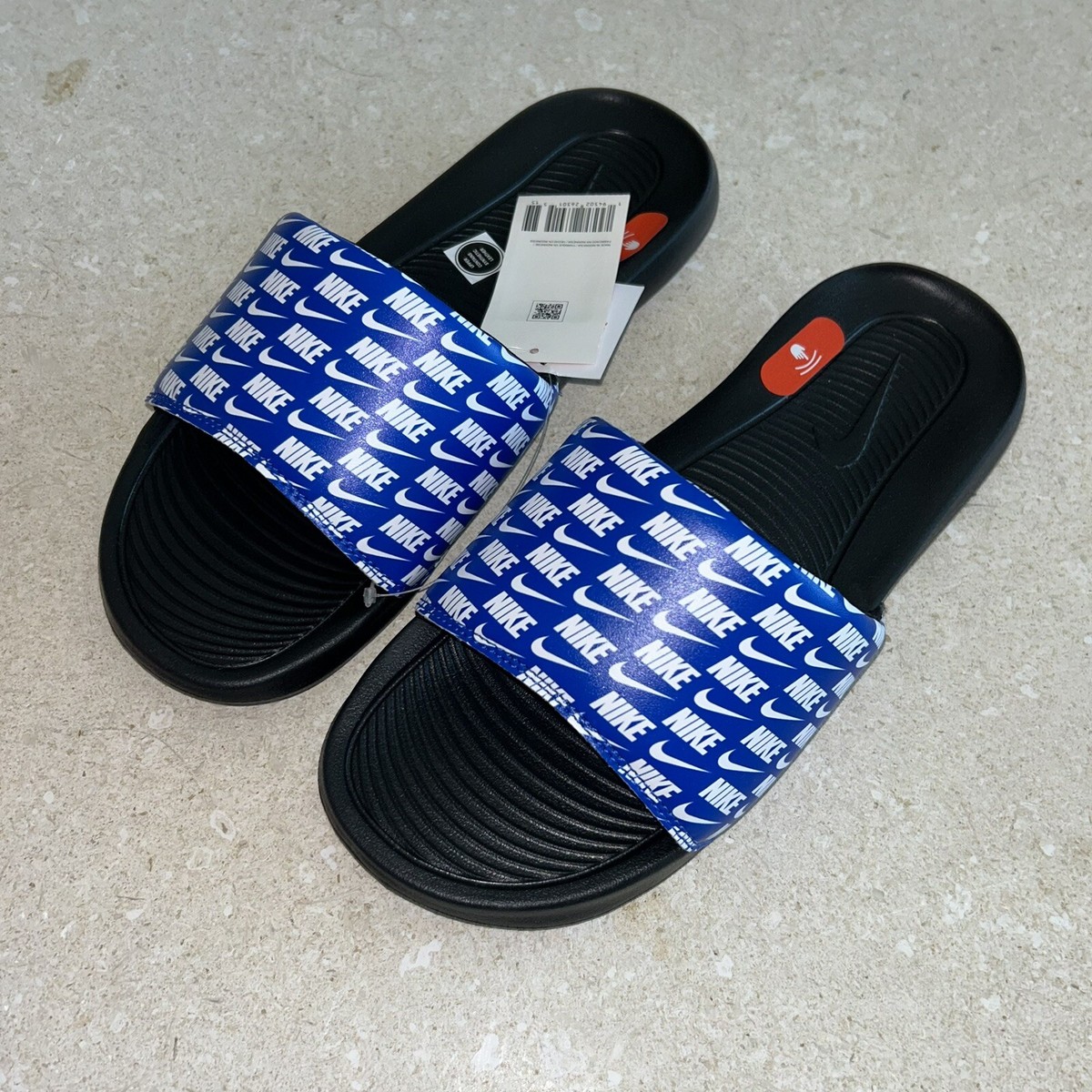 New Nike Men's Blue Black Victory Victori One Slides Sandals Shoes - Main Image
