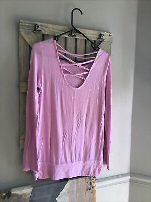 Gaiam Womens Winsome Stretchy Pink Long Sleeve Emma Yoga Top S 