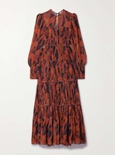 FARM RIO Black Giraffes Puff Sleeve maxi dress, XXS NWT