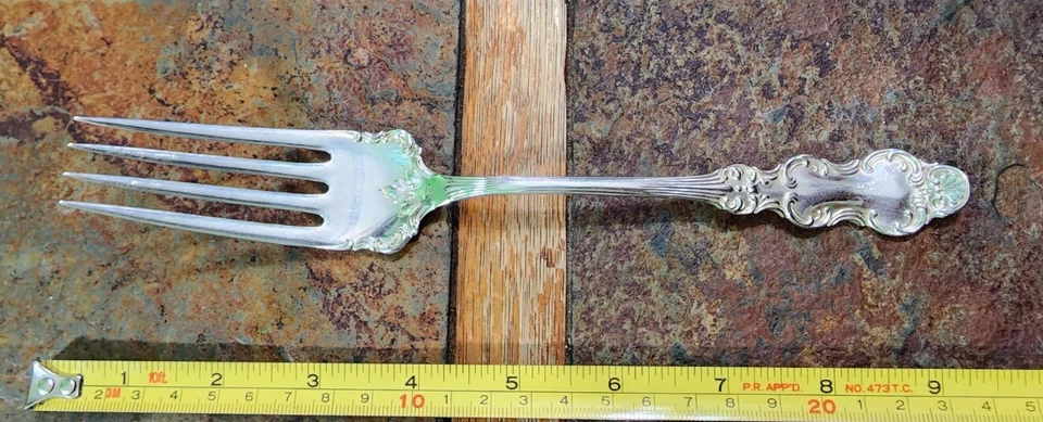 😜 ROGERS & BRO ANTIGUO c1894 CARNE FLAMENCA PLATEADA🥩 TENEDOR PARA SERVIR 🔎👀 Foto 2 de 4