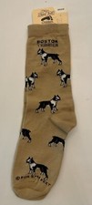 For Bare Feet Unisex Boston Terrier Mid-Calf Moisture Wicking Socks Medium Brown