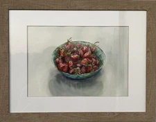 First harvest strawberry. Original Work Of Ukrainian Artist Watercolour