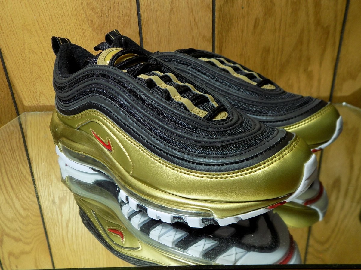 New Nike Air Max 97 QS Black Red Metallic Gold Men's SZ 6