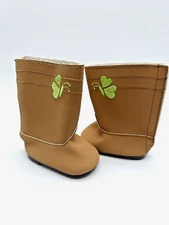 True Spirit Truly Me American Girl Tall Tan Boots W Green Butterfly fits 18"