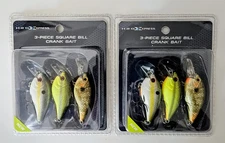 (2) H2O Xpress 3-Piece Squarebill Crankbait Kits (6 Lures Total) 3/8 oz New 