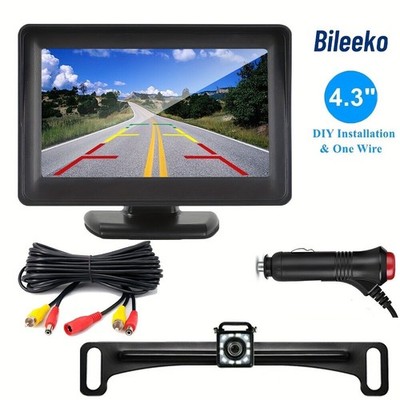 Car Backup Camera 4.3 Inch Monitor Kit License Plate Rear View Camera Car Truck
