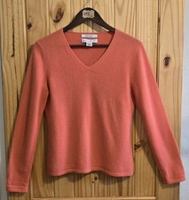 Lord  Taylor Women's Cashmere V-Neck Sweater Size M Long Sleeve Hermes Orange