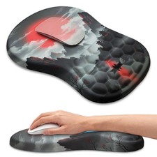 Jesposen Ergonomic Mouse Pad Wrist Rest, Carpal Tunnel Pain Medium, Red Moon