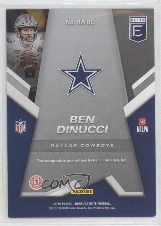 2020 Panini Donruss Elite Elite Rookie Auto /349 Ben DiNucci #RA-BD Auto RC - Image 2 of 2