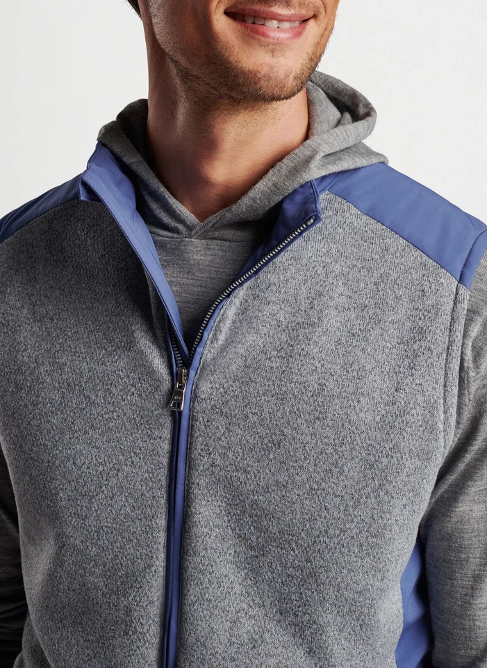 PETER MILLAR Crown Crafted Cambridge Wool Vest Full Zip Blue Grey Sz L $265 - Image 4 of 4