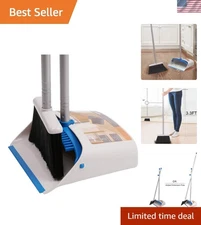 Long Handle Broom & Dustpan Set - 40.5"-52" Adjustable for Effortless Cleaning