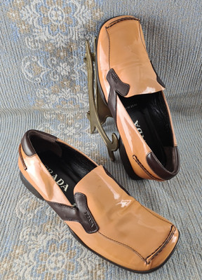 PRADA Womens Patent Shoes Loafers Ballet Flats - Brown - Loafers Size 36.5