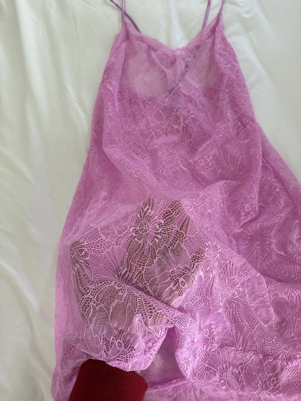 UNDERCOVER Victorias Secret abito slip pizzo trasparente rosa floreale trasparente sexy