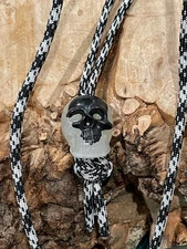 Super Green Glow Skull Bead Paracord EDC Knife Lanyard - Masked