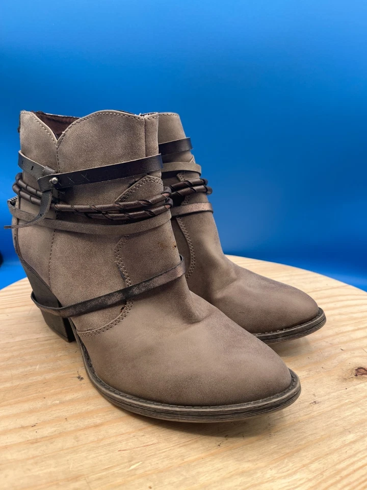 Jellypop Erna Botines Para Mujer Talla 9M Marrón Gamuza Tacón Cubano Tirantes Boho Foto 3 de 4