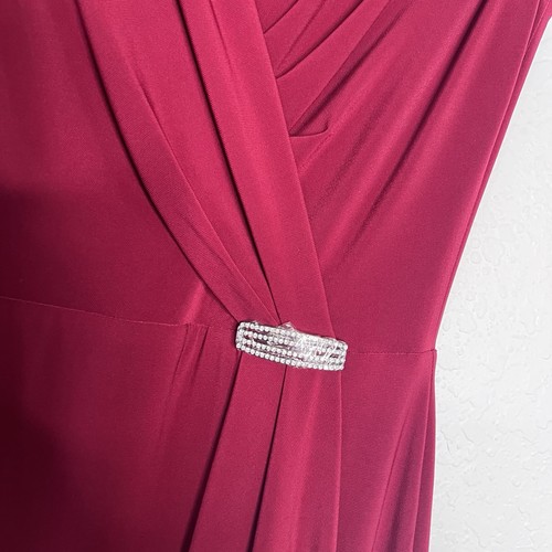 Ralph Lauren Maxi Dress Women 4 Formal Gown Slit Front Garnet Red Rhinestone B28 - Picture 4 of 11