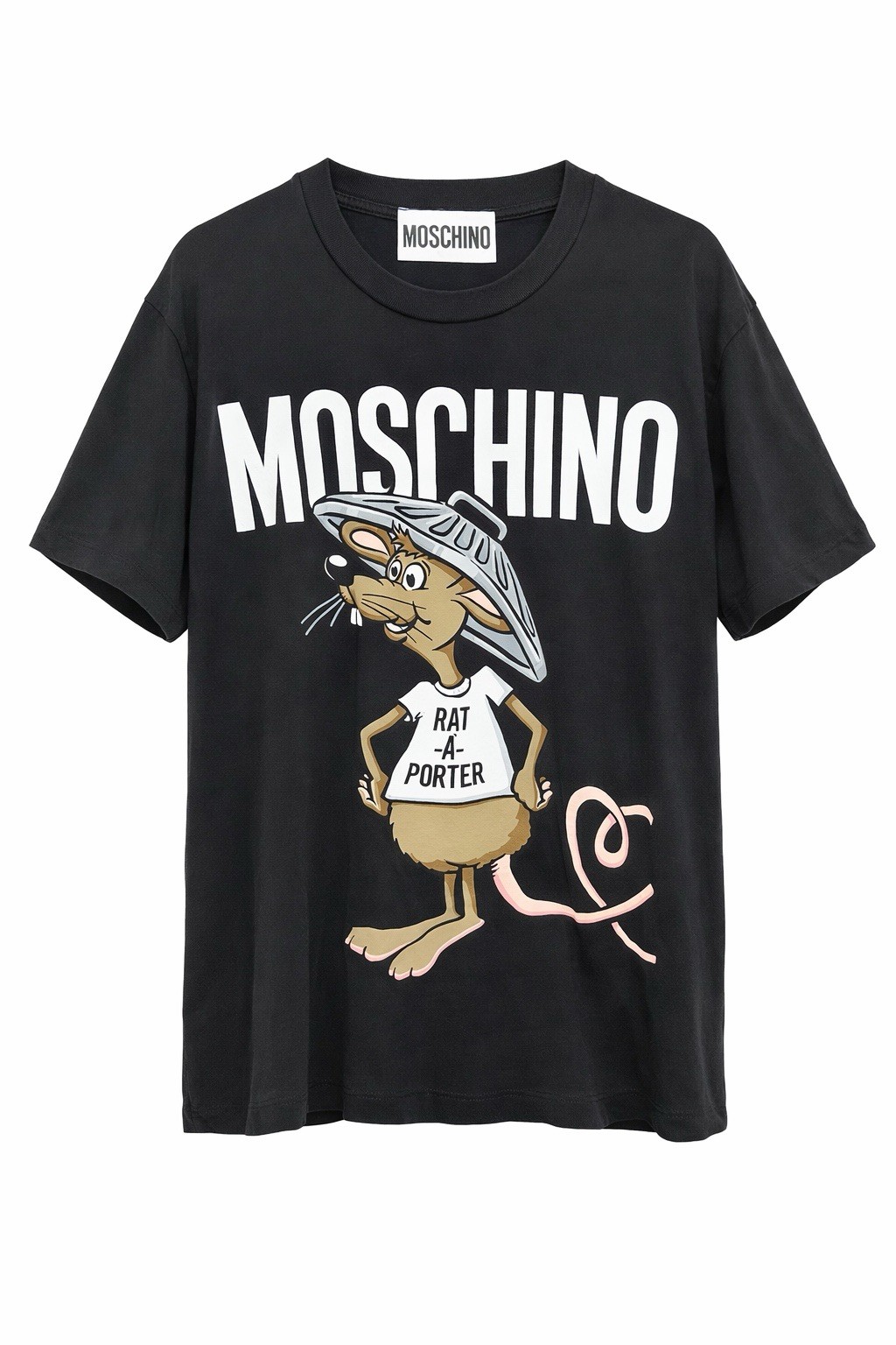 Authentic Moschino Couture Rat-A-Porter Graphic T-Shirt Black Italy XXS Oversize