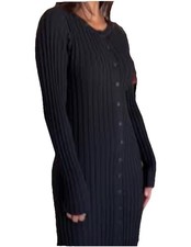 ZARA  BUTTON Down RIBBED KNIT SWEATER DRESS Sz M