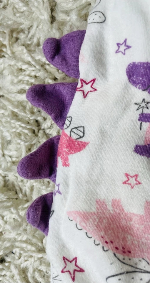 Mon Cheri Baby Size 6-9M Cotton Pink Purple Infant Unicorn Dinosaur Bodysuit - Image 2 of 4