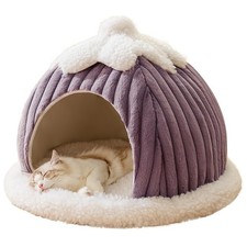 Cat Cave Bed for Indoor Cat - Cat Cave Beds with Machine Washable Slip Resist...