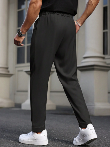 Men's Straight Leg Casual Trousers, Retro British Style Versatile Pants - Picture 2 of 5