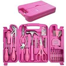 136-IN-1 Portable Pink Hand Tool Kit Household Small Tool Set for Women Toolbox
