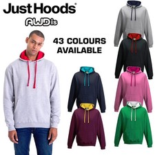 Varsity Contrast Hoodie Just Hoods 280gsm S–2XL 50+ Two Tone Colours Casual Wear