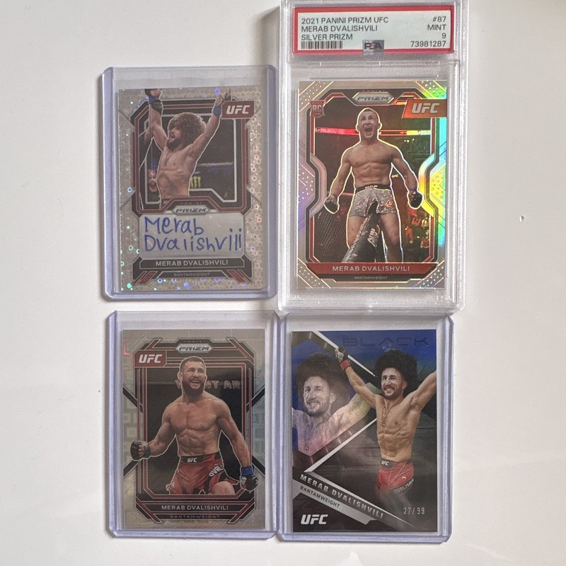 2023 Prizm UFC Merab Dvalishvili Disco Auto 2021 Psa 9 Rookie Card Two Cards /99