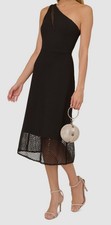 Adrianna Papell Women's Black Sequined Crepe Cocktail Party Dress Size 6