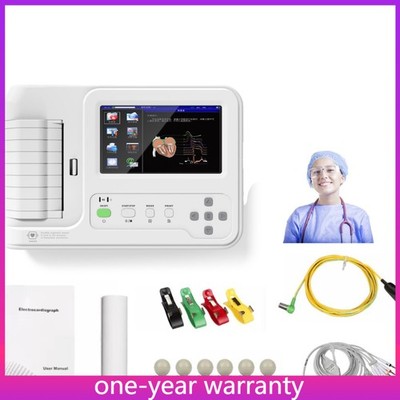 12-Lead Digital ECG Monitor 6 Channel Touch Screen EKG Machine with USB Data