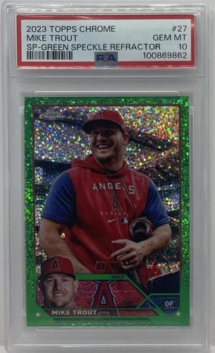 2023 Topps Chrome Image Variation Mike Trout Green Speckle Refractor #/99 PSA 10