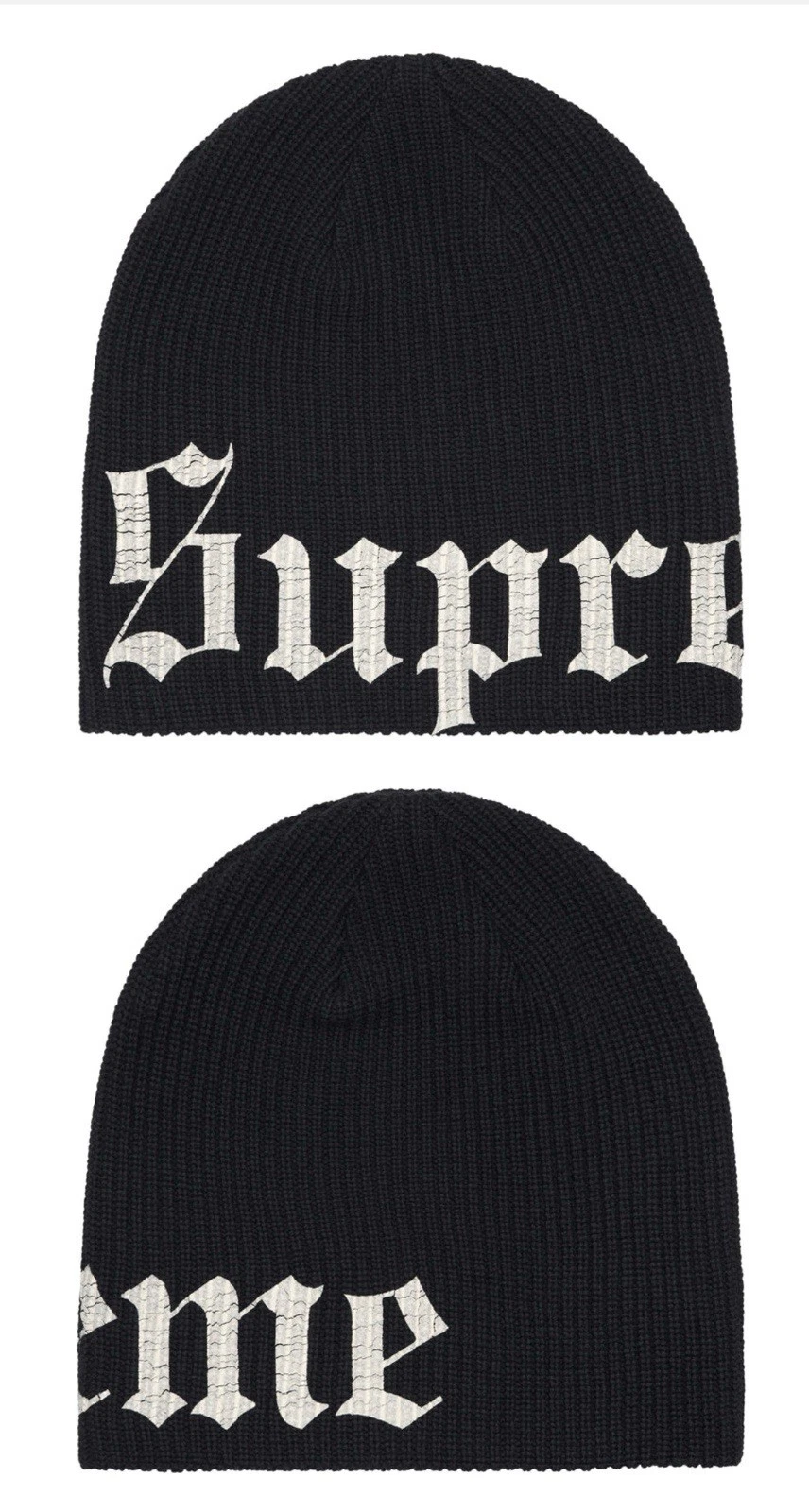 Supreme SS25 ancien bonnet coton imprimé anglais logo noir taille unique neuf CONFIRMÉ