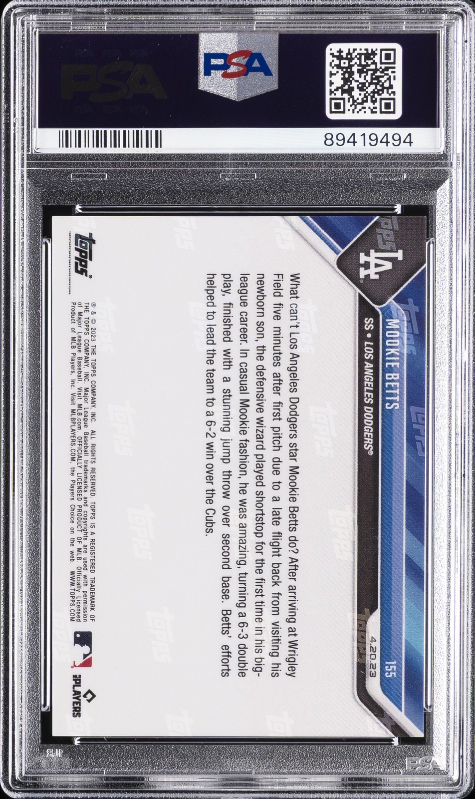 2023 TOPPS NOW PURPLE #155 MOOKIE BETTS 25/25 PSA 10 view 2