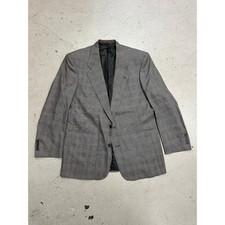 Christian Dior Vintage Mens Grey Glen Plaid Virgin Wool Blazer Sport Coat 46R