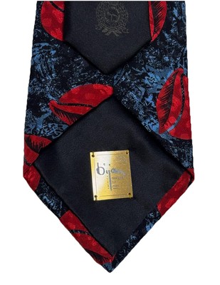 House of Bijan Beverly Hills Necktie 100% Silk RARE 2:6 Red Tulips Floral Italy
