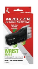 Mueller Green Fitted Wrist Brace, Right Hand, Unisex, One Size Fits Most, Black