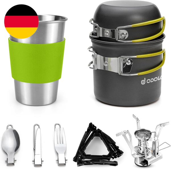 Odoland Camping Geschirr Set 10-Teiliges Outdoor Kochgeschirr Aluminium Camping-image