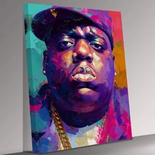 Biggie Smalls Vibrant Pop Hip Hop Icon  Abstract Canvas Print Wall Art Picture
