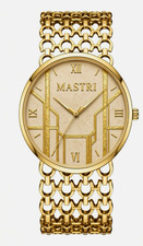 MASTRI Quartz Dress Watch Gold-Tone Bracelet Gold Geometric Roman Dial 40mm