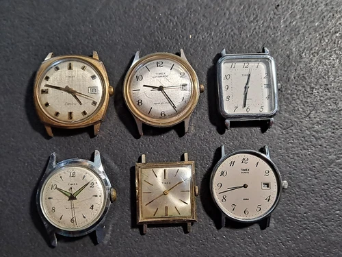 6 Vintage Mens TIMEX Mechanical and Quartz Watch PROJECTS As Shown!