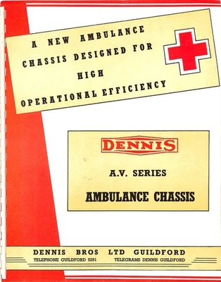 DENNIS AV Series ~ Ambulance Chassis Diesel or Petrol ~ BROCHURE No.PY111 ~ 1964 - Image 1 of 4