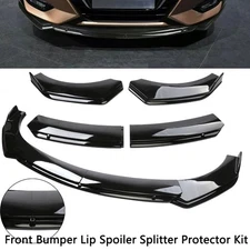 Glossy Black Front Bumper Lip Spoiler Splitter Protector Kit For Toyota Honda US