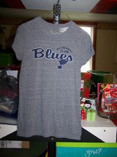 Awesome Ladies Old Time Hockey St Lous Blues Gray T-Shirt Size Small Juniors 